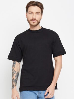 Skidlers Round Neck Drop-Shoulder Sleeves Pure Cotton Semi-oversized T-shirt