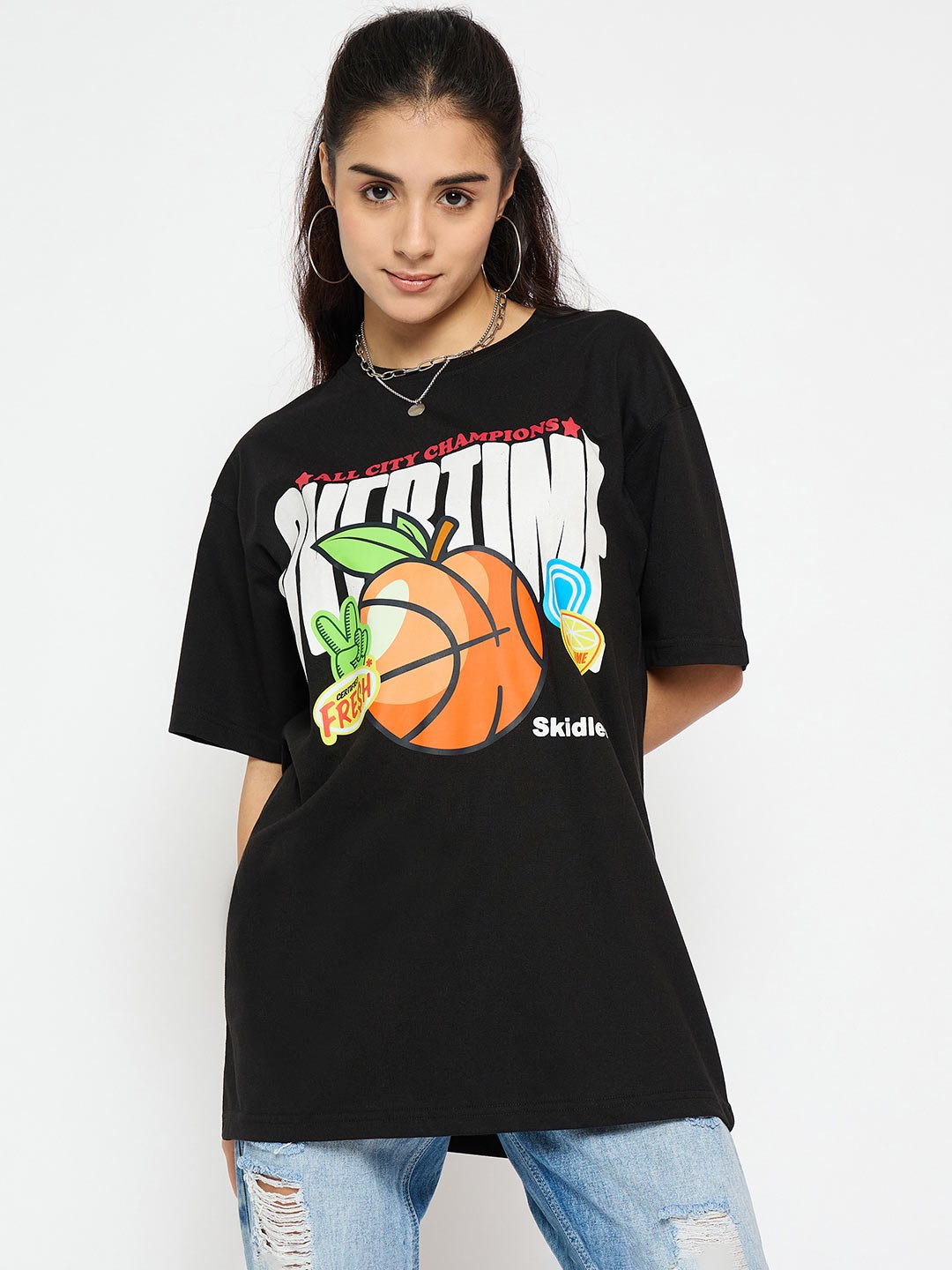 Skidlers Typography Printed Round Neck Pure Cotton Regular T-shirt