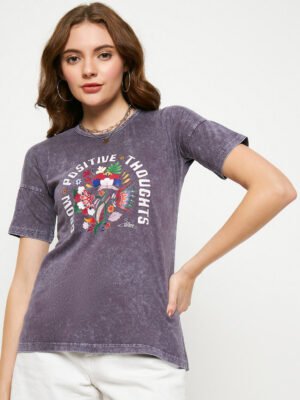 Skidlers Typography Printed Round Neck Extended Sleeves Cotton T-shirt