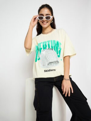 Skidlers Typography Printed Round Neck Pure Cotton Regular T-shirt