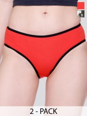 2-Pc Printed Super Combed Cotton Hipster Briefs 2SKD-BRIEF-52-PRINT-20-RED-S