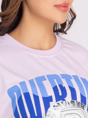 Skidlers Women Typography Printed Round Neck Cotton oversized T-shirt