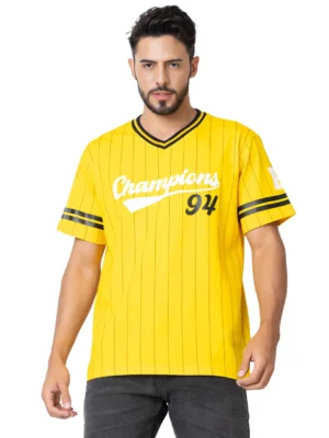 Pre-Winter OVerTypography Striped Printed V-Neck Pure Cotton T-shirt