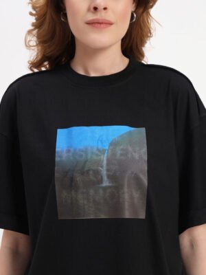 Graphic Printed Drop Shoulder Sleeves Cotton T-shirt