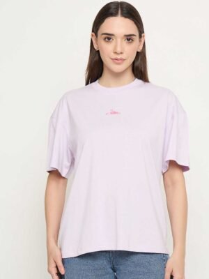 Women Solid Round Neck Cotton T-Shirt