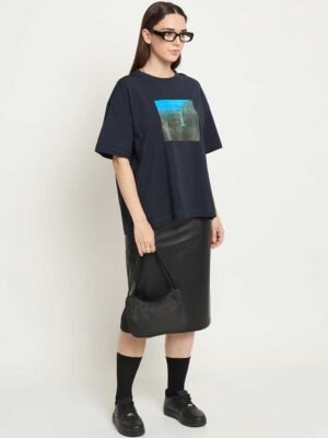Graphic Printed Drop Shoulder Sleeves Cotton T-shirt