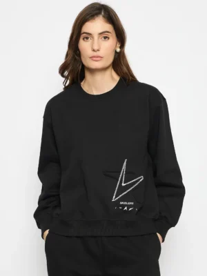 Women Oversized Cotton Round Neck Long Sleeves Sweatshirt