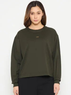 Women Semi-cropped length Oversized Fit Sweatshirt